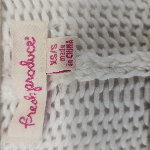 Fresh Produce White Grey Loose Knit Slouchy Front Pockets Cardigan Size XS/S - Picture 12 of 14